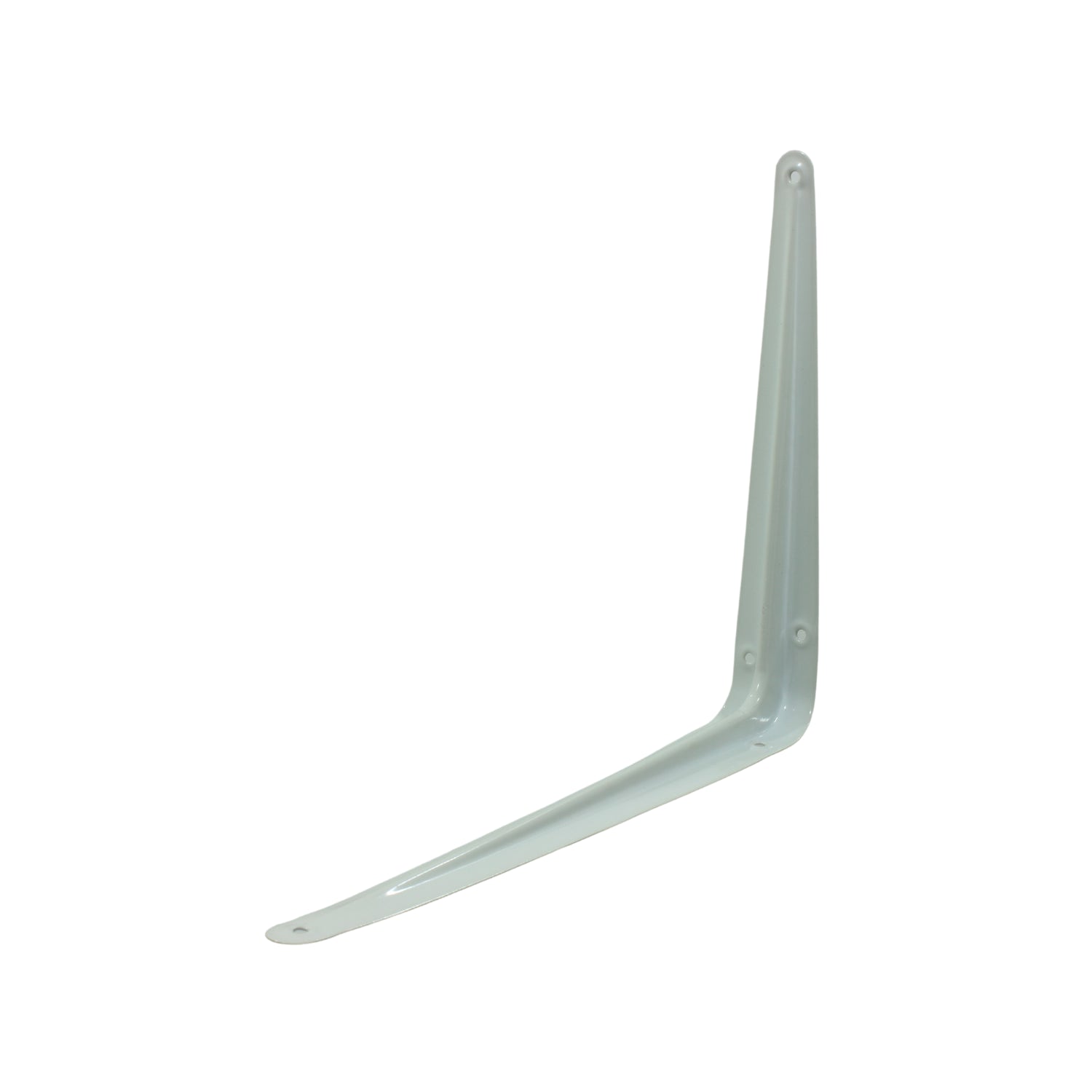 Ménsula metálica blanca en L para soporte de estantes. Soporte robusto para repisas de pared.