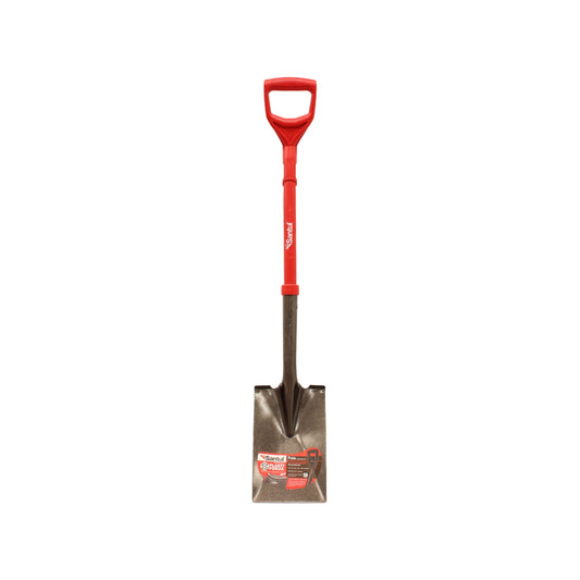 Pala escarramán Santul Plastiforce roja, mango D ergonómico, hoja de acero para jardinería y obra.