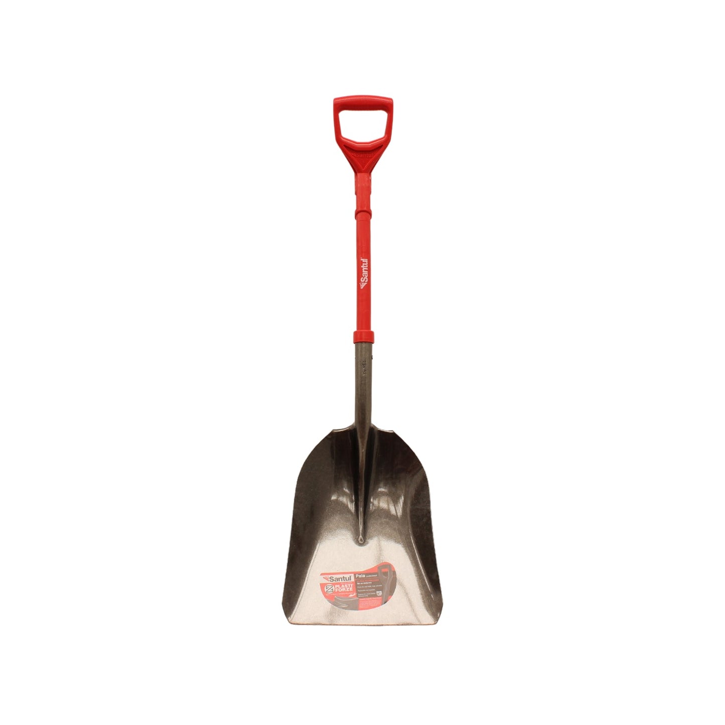 Pala Santul carbonera con mango D ergonómico rojo, hoja metálica resistente para carga de materiales