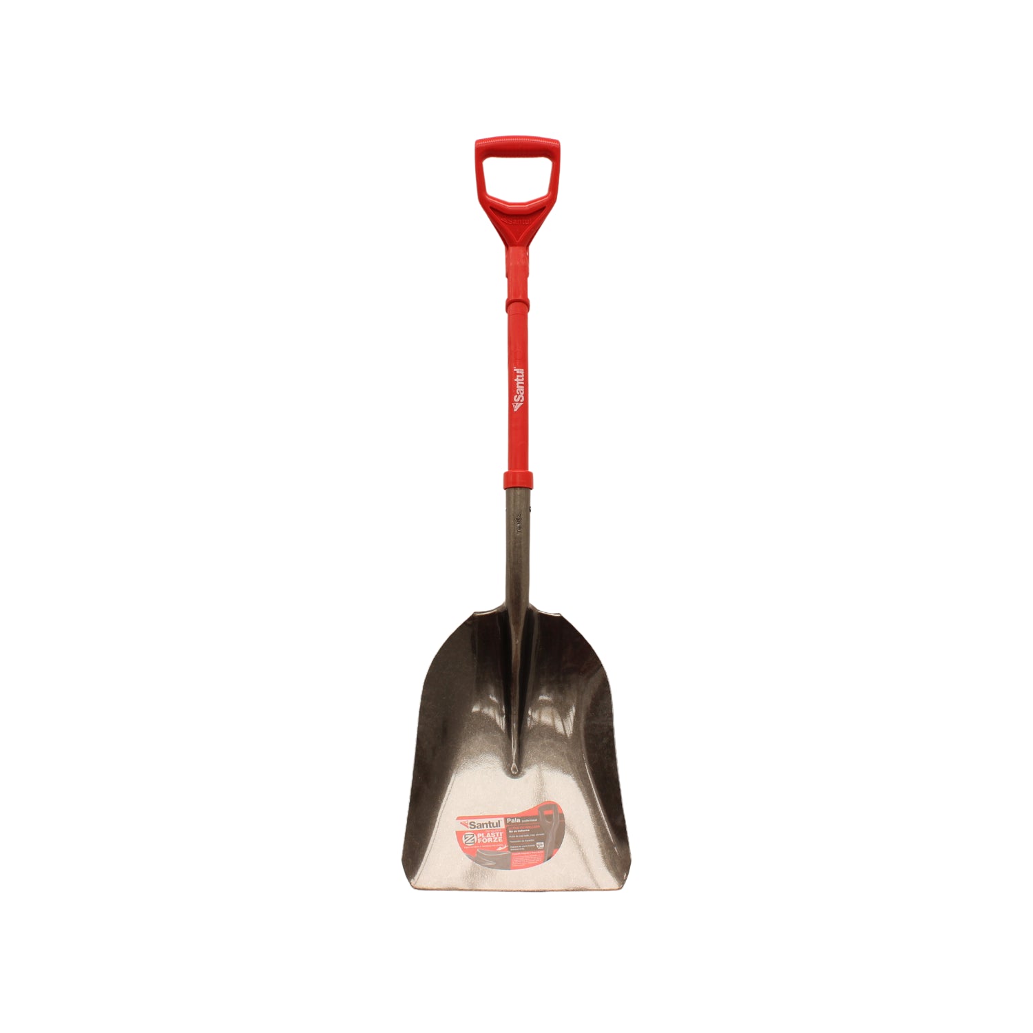 Pala Santul carbonera con mango D ergonómico rojo, hoja metálica resistente para carga de materiales