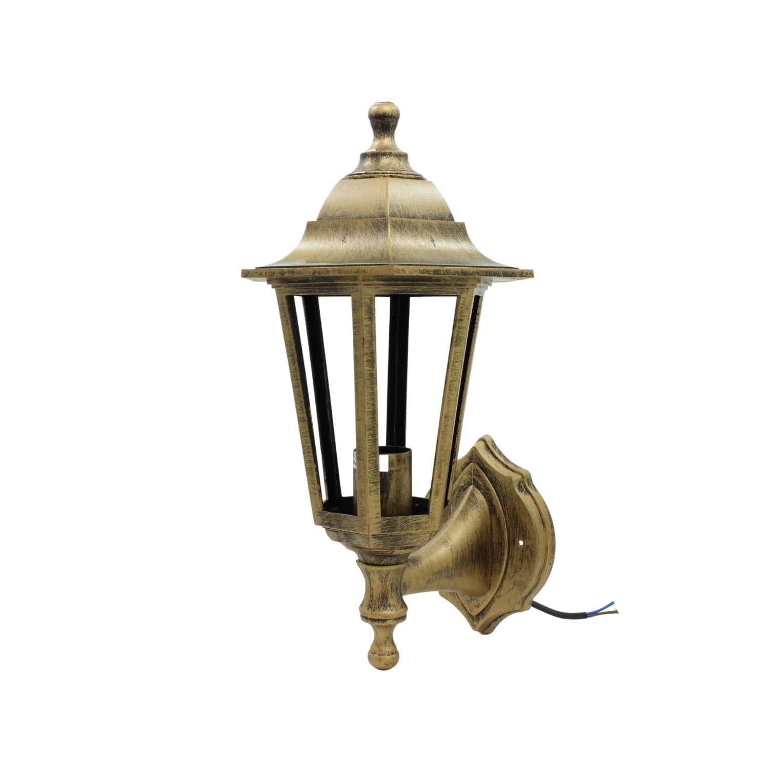 Lámpara farol colonial de pared con acabado cobre envejecido para iluminación exterior y jardín