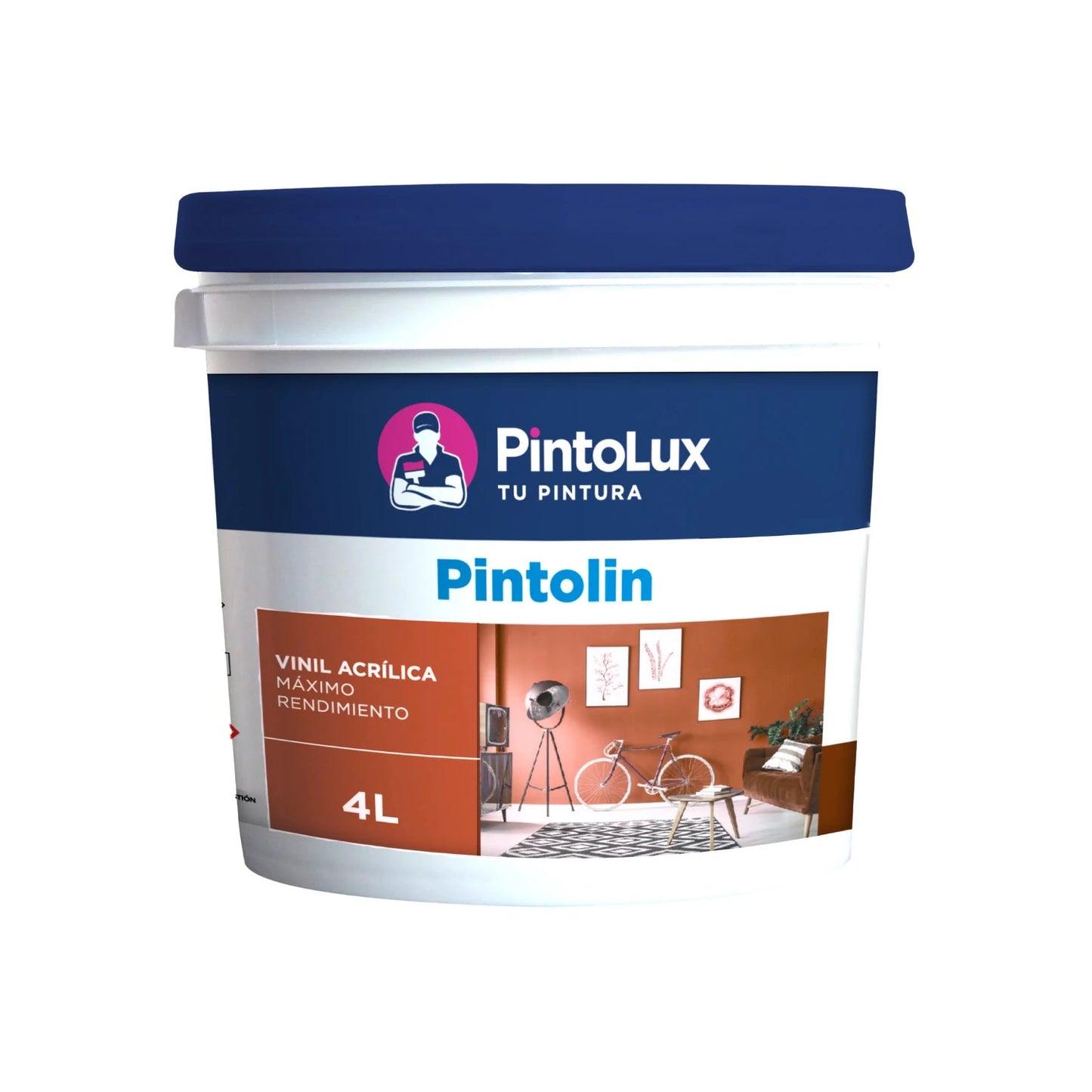 Pintura vinílica acrílica mandarina 4 litros Pintolux de alto rendimiento para paredes interiores