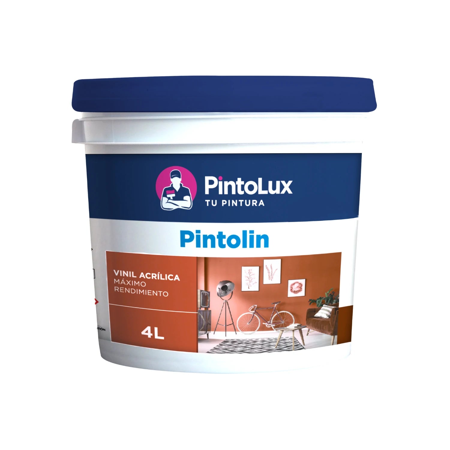 Pintura vinílica acrílica mandarina 4 litros Pintolux de alto rendimiento para paredes interiores