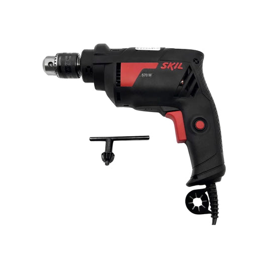Rotomartillo eléctrico Skil 570W negro/rojo, mandril con llave 3/8 pulg. para trabajos de perforación.