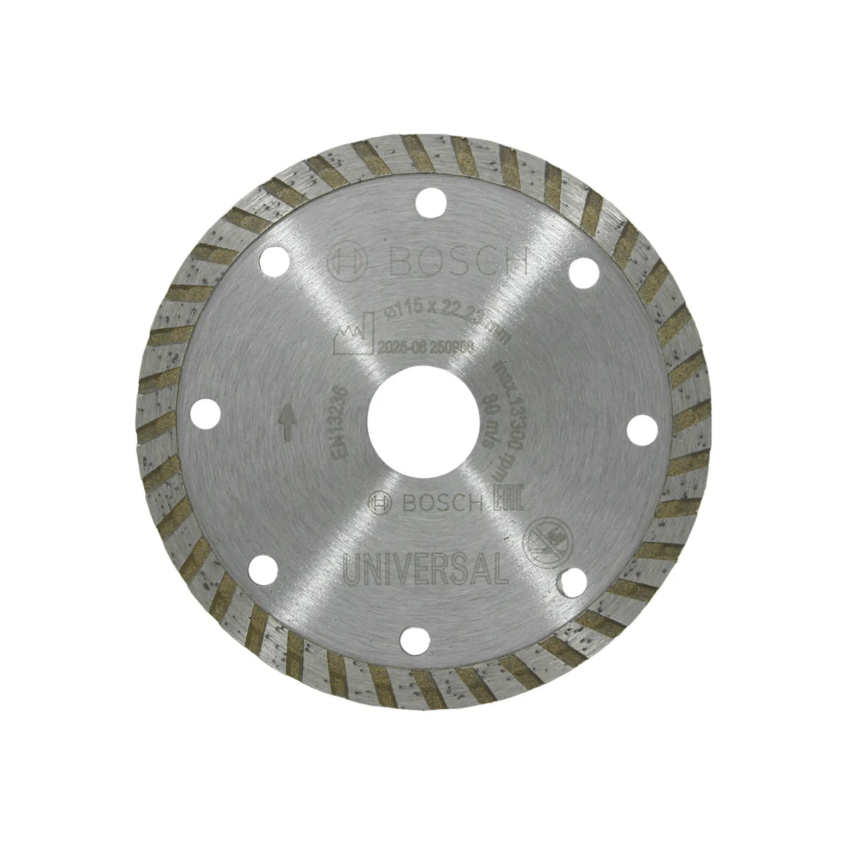 Disco de diamante Bosch Universal 115mm segmento turbo para amoladora, corte rápido en hormigón y piedra.