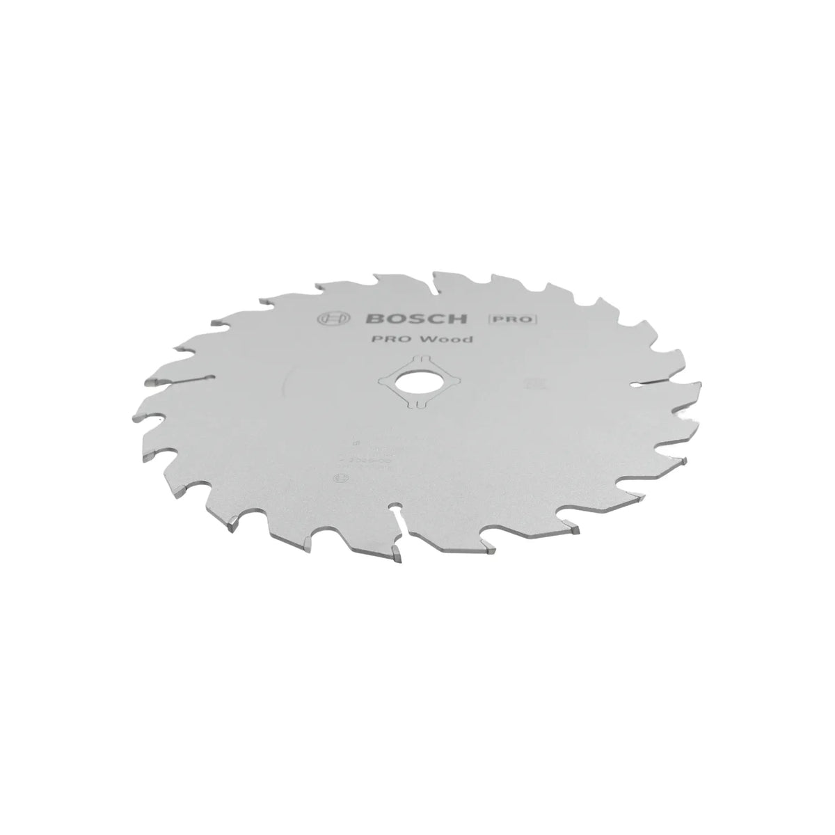 Disco de sierra circular Bosch Pro Wood para madera con dientes afilados y acabado metálico profesional.