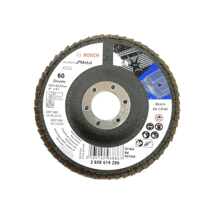 Disco laminado Bosch Zirconio marrón grano 60, 4 1/2", para metal y acero inoxidable
