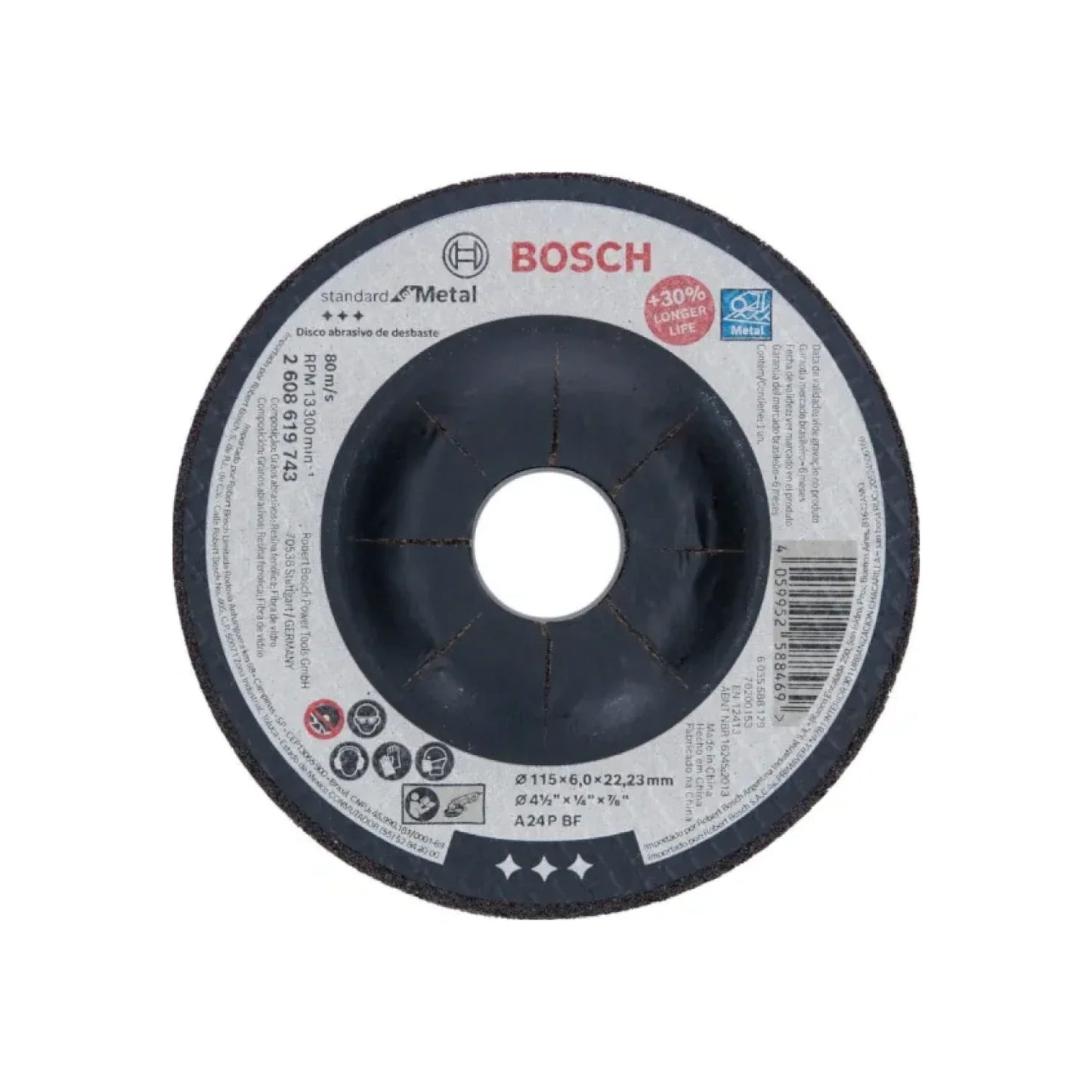 Disco 4 1/2" desbaste metal Bosch 2608619743 de cubo