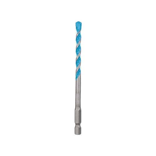 Broca multiconstrucción de 1/4 pulgada con flautas en espiral azules y vástago hexagonal para taladro
