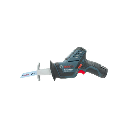 Sierra sable inalámbrica Bosch GSA 12V-LI azul y negra con hoja para cortar metal, a batería profesional