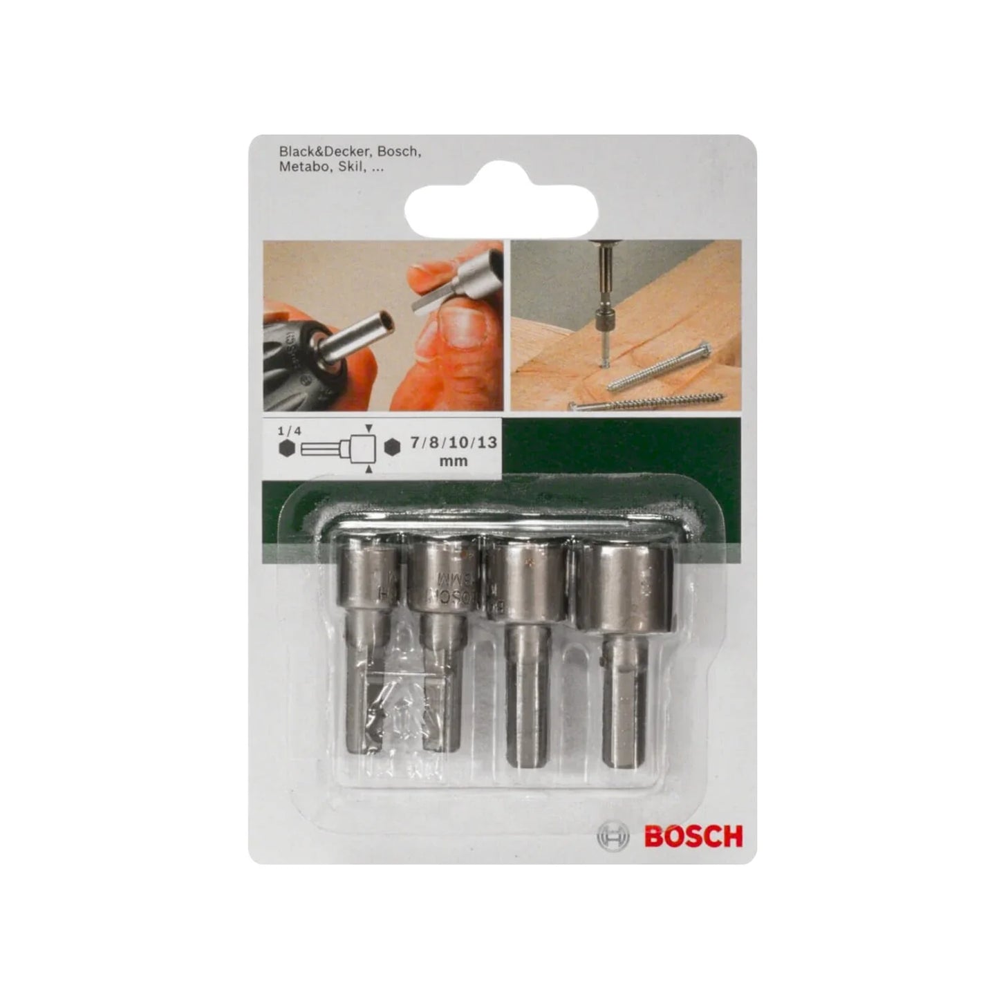 Juego de dados hexagonales 1/4" 4 piezas Bosch 2609255904