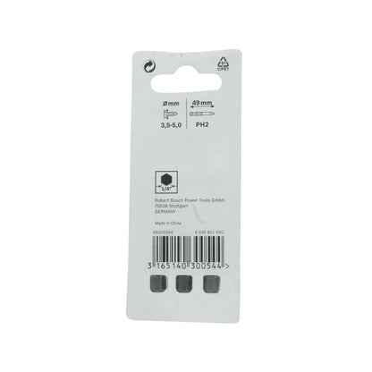 Juego de puntas 3 piezas 49 mm PH2 Bosch 2607001528