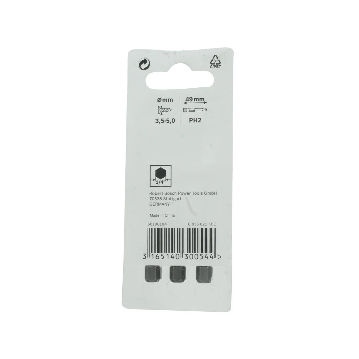Juego de puntas 3 piezas 49 mm PH2 Bosch 2607001528