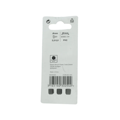 Juego de puntas 3 piezas 49 mm PH2 Bosch 2607001528