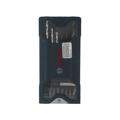 Juego de brocas y puntas Bosch 15 piezas en estuche azul oscuro para taladro y atornillador