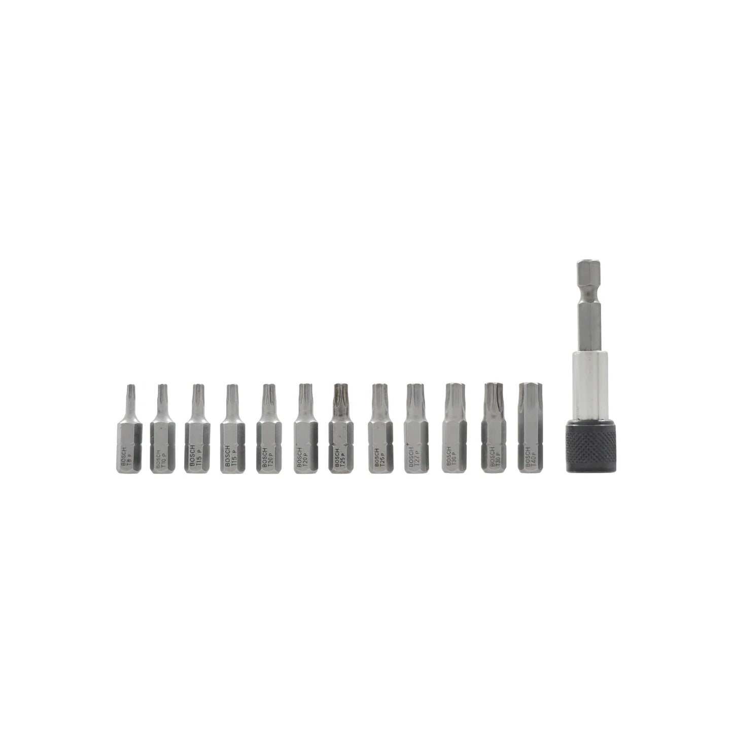 Juego de puntas Torx Bosch para atornillador con holder magnético, incluye T8, T10, T15, T20, T25, T27, T30, T40.