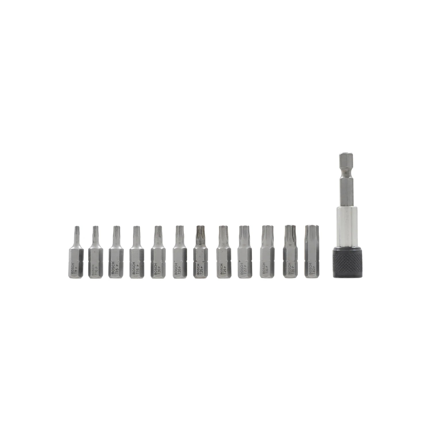 Juego de puntas Torx Bosch para atornillador con holder magnético, incluye T8, T10, T15, T20, T25, T27, T30, T40.