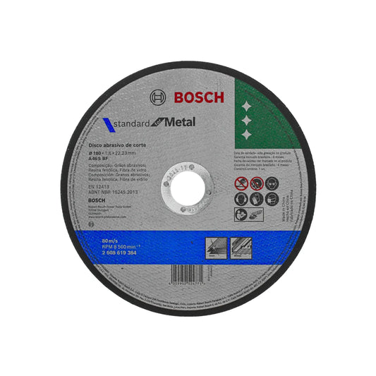Disco de corte abrasivo Bosch 180x1.6mm para metal y acero inoxidable 8500 RPM