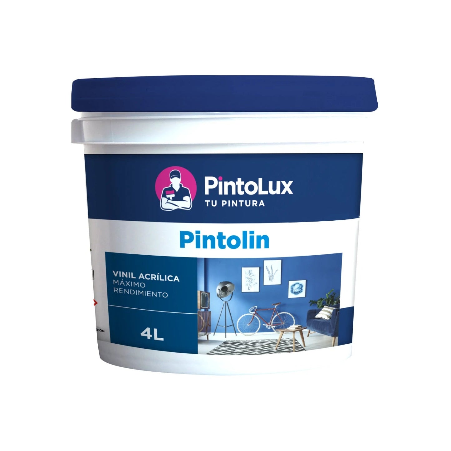 Pintura vinílica acrílica Pintolux azul caribe 4L, máximo rendimiento para paredes