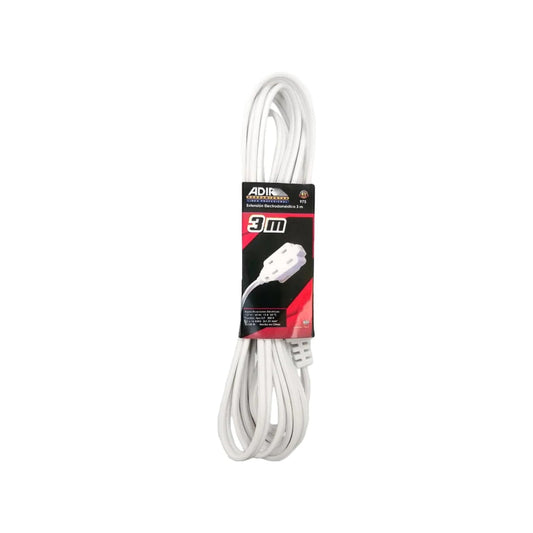 Extensión eléctrica Adir 975 blanca de 3 metros, cable de corriente para electrodomésticos y hogar.