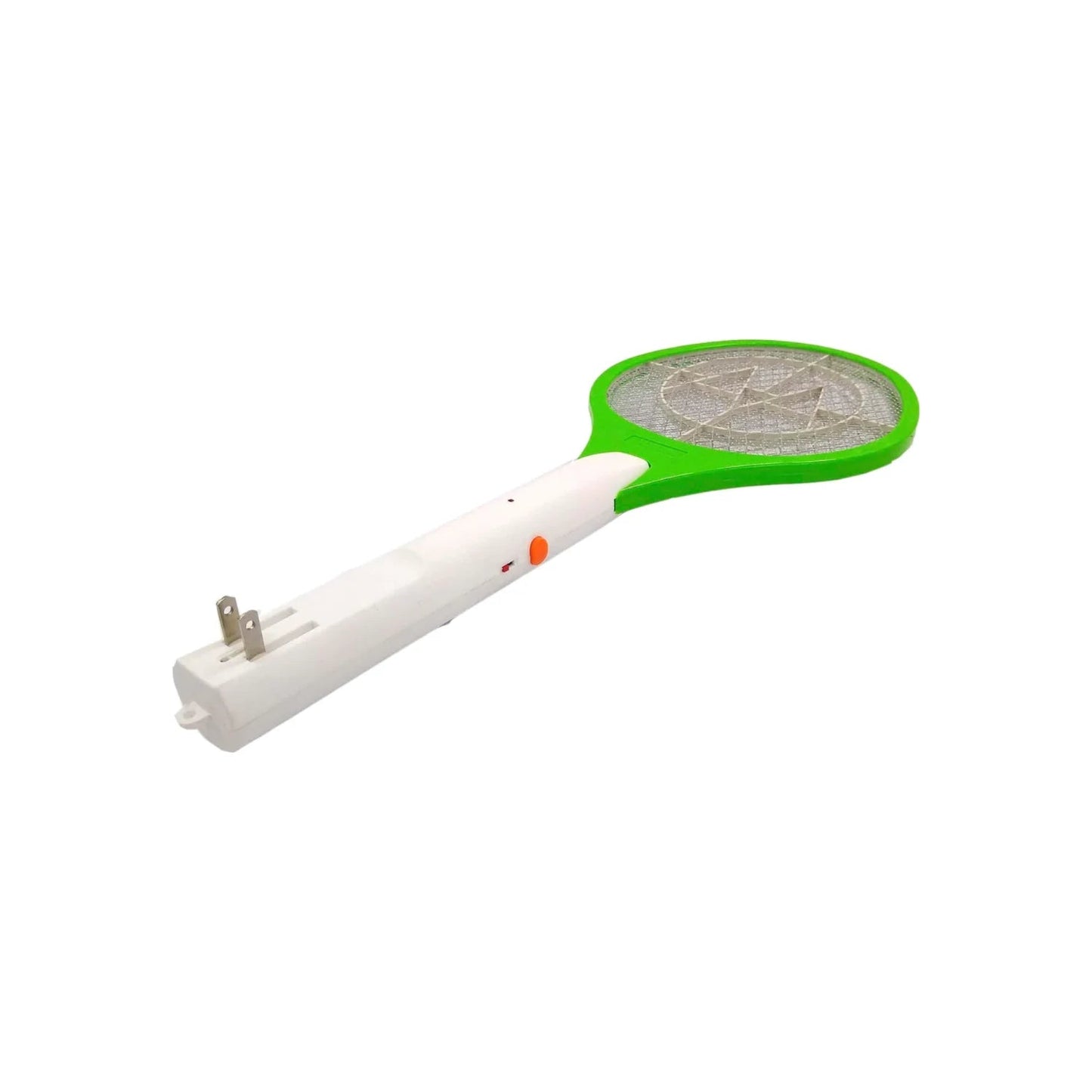 Matamoscas eléctrico recargable tipo raqueta, mango blanco, malla verde para eliminar insectos voladores