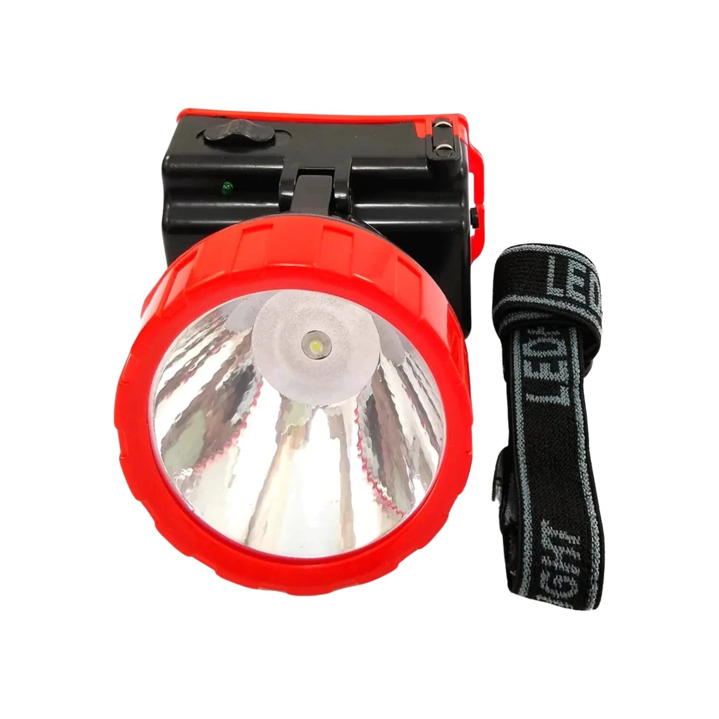 Linterna minera frontal LED recargable roja y negra con correa ajustable para la cabeza, 2 niveles de luz.