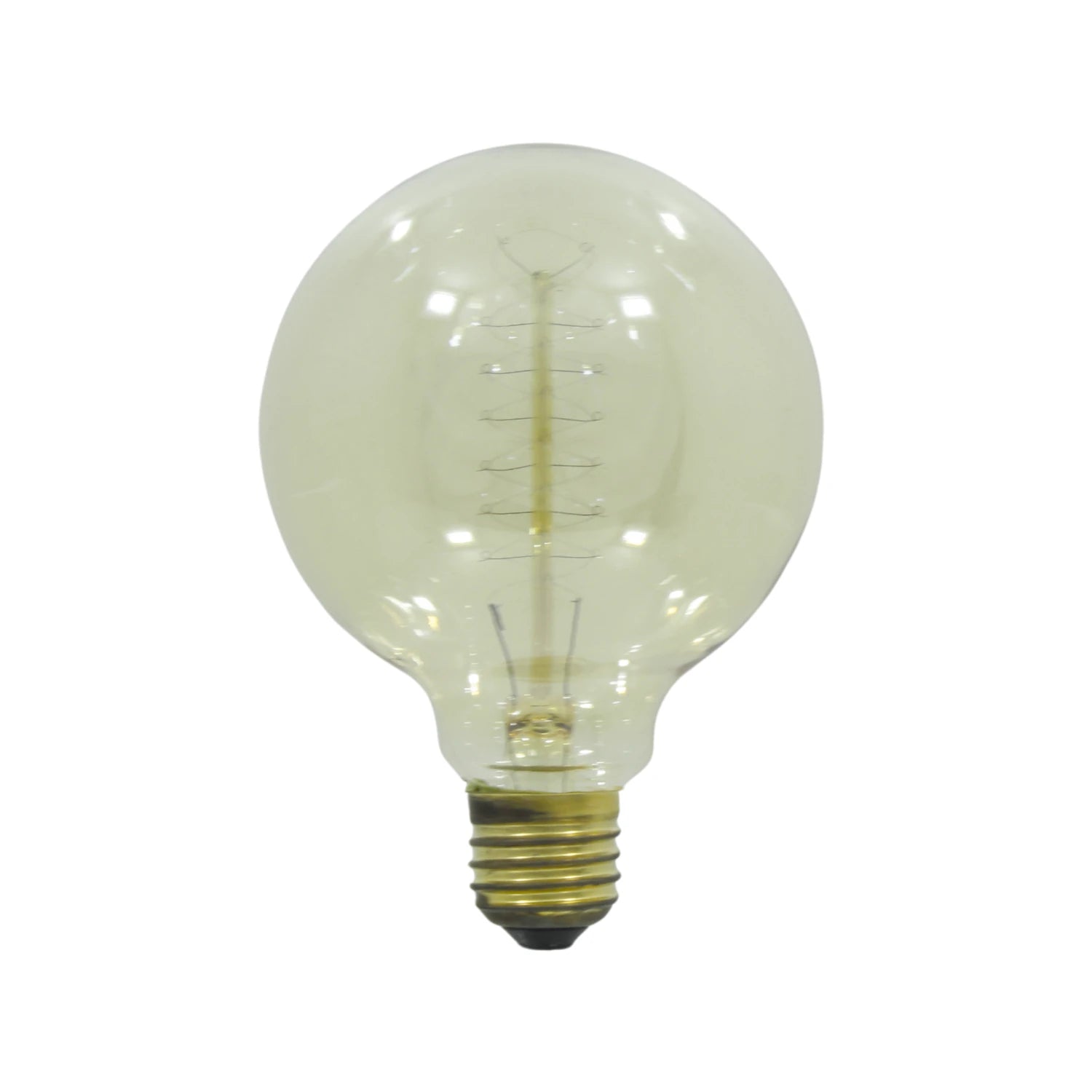 Foco decorativo vintage incandescente globo con filamentos en espiral, cristal ámbar y base rosca