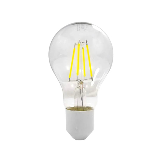 Lámpara LED vintage 6W, con 6 filamentos ámbar; foco decorativo estilo Edison de cristal transparente