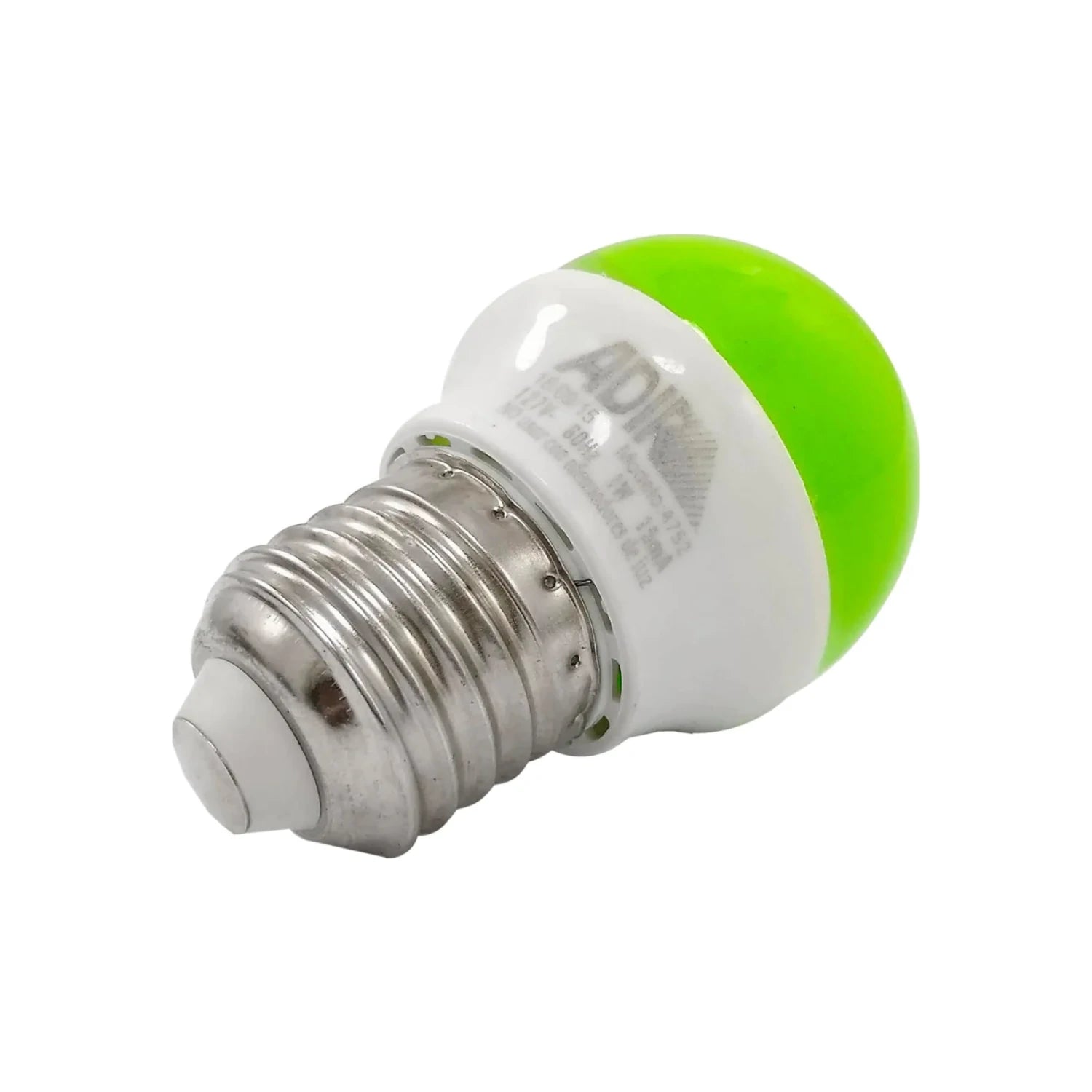 Foco LED verde Adir 1W rosca E27, 127V. Bombilla de bajo consumo para iluminación decorativa.