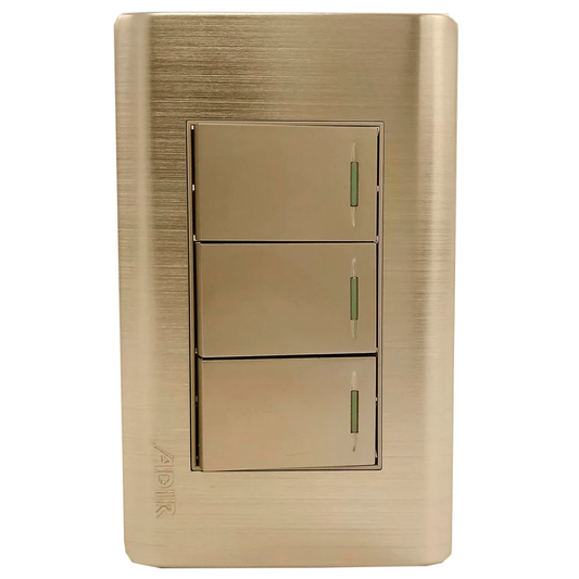 Placa 3 apagadores rose gold Adir 4627 florence