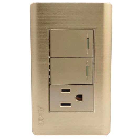 Placa 2 apagadores/1 contacto rose gold Adir 4638 florence