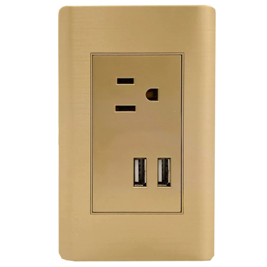 Placa 1 contacto/2 USB rose gold Adir 4639 florence