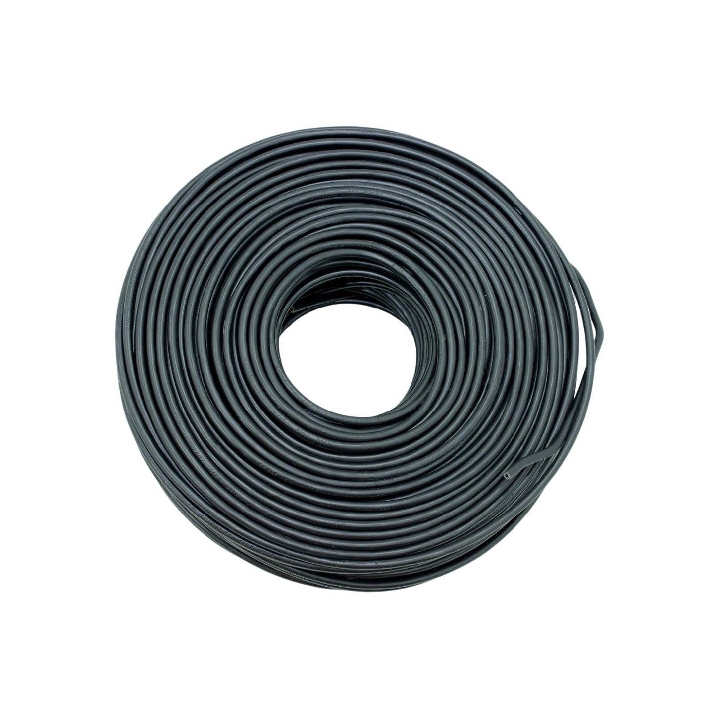 Cable eléctrico negro calibre 10 en bobina de 100 metros para instalaciones residenciales y comerciales.