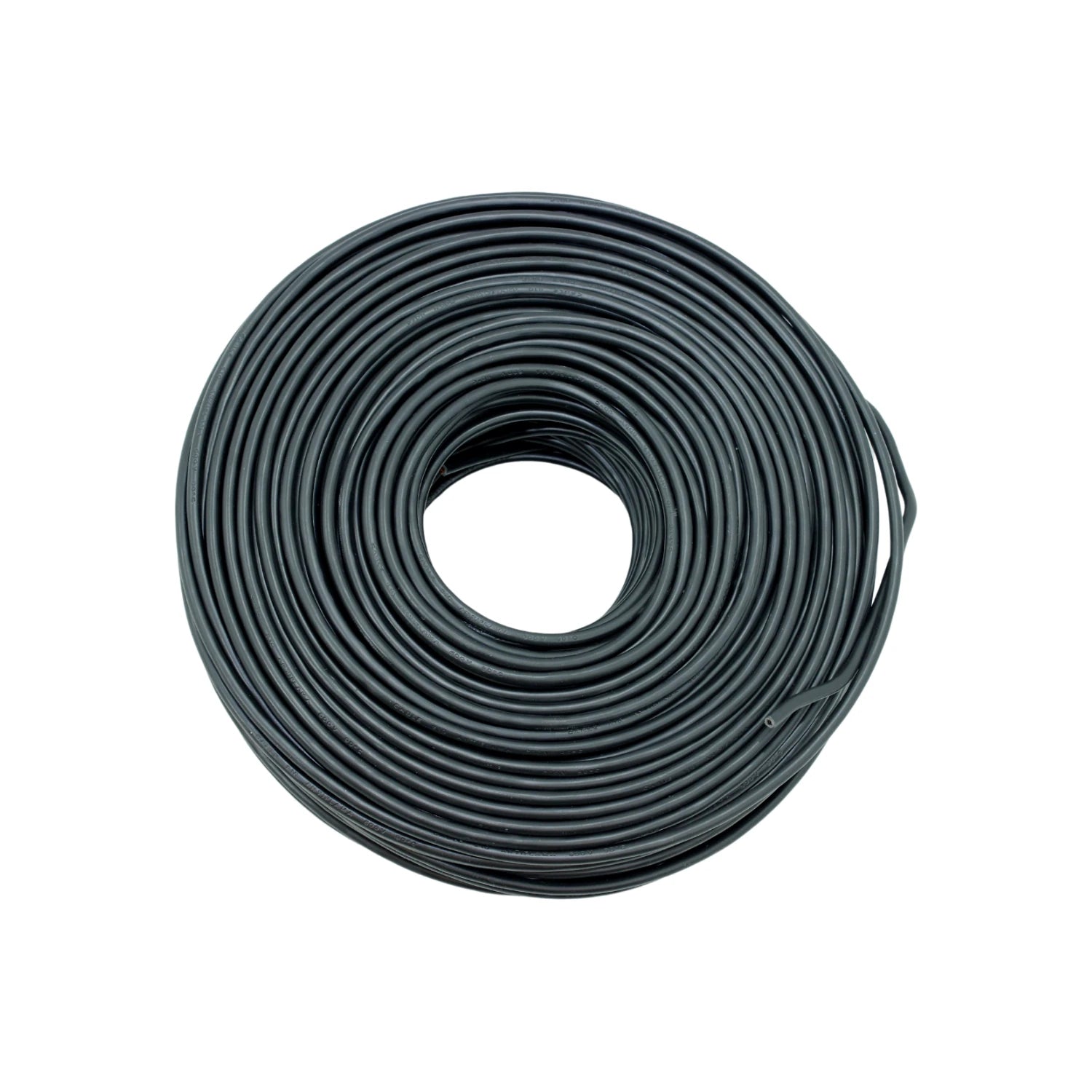 Cable eléctrico negro calibre 10 en bobina de 100 metros para instalaciones residenciales y comerciales.