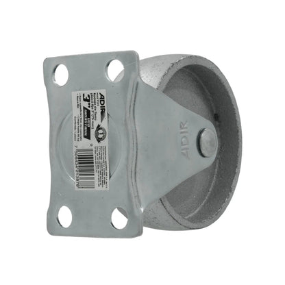 Rodaja fija de hierro ADİR 3" (75mm) industrial para carga de hasta 45kg, color gris metálico.