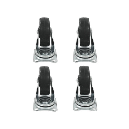 Juego de 4 rodajas giratorias de 3 pulgadas, rueda de caucho negro, base de metal resistente para carros y muebles.