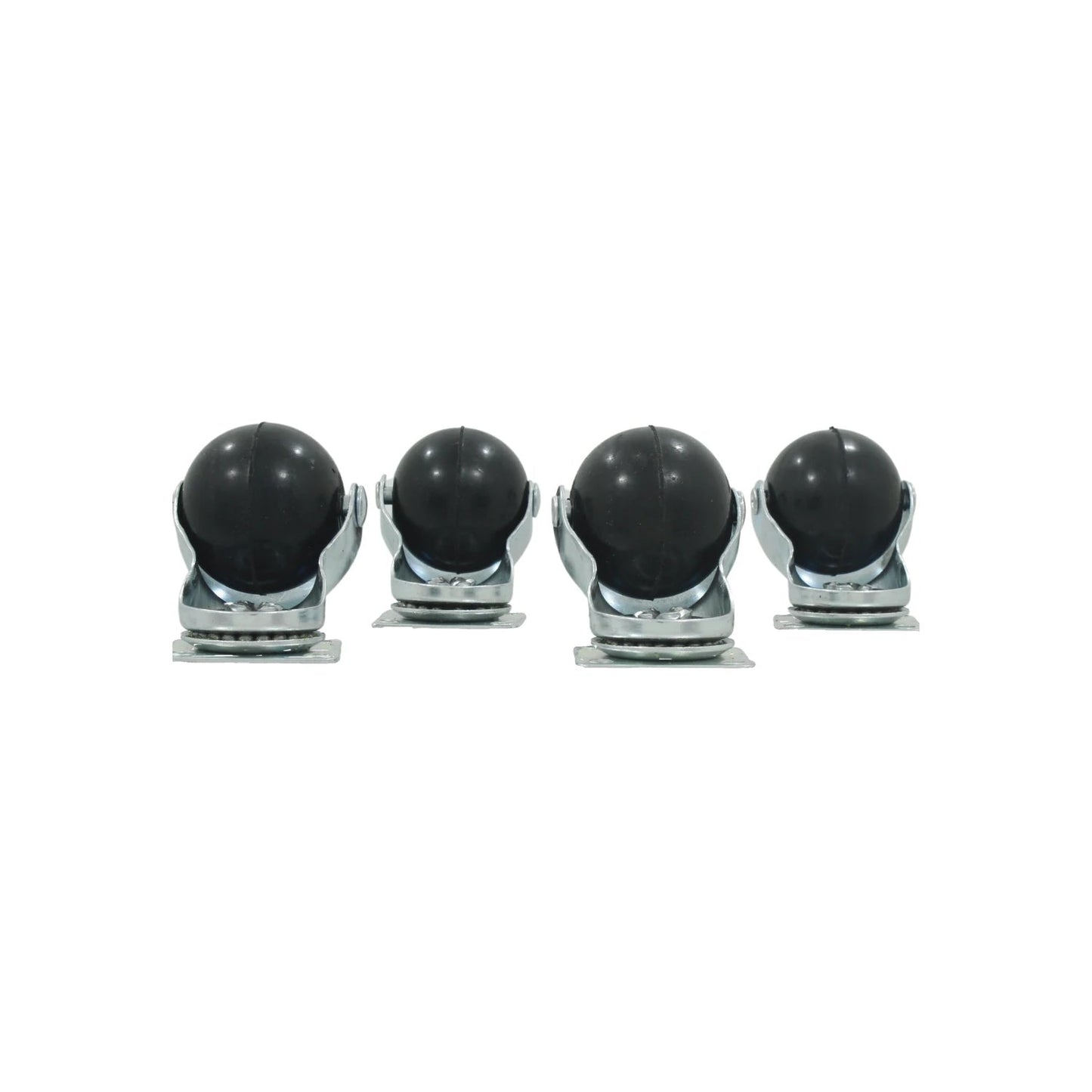 Rodajas de esfera giratorias de 1 1/2 pulgada, negras, 4 piezas con base metálica para muebles.