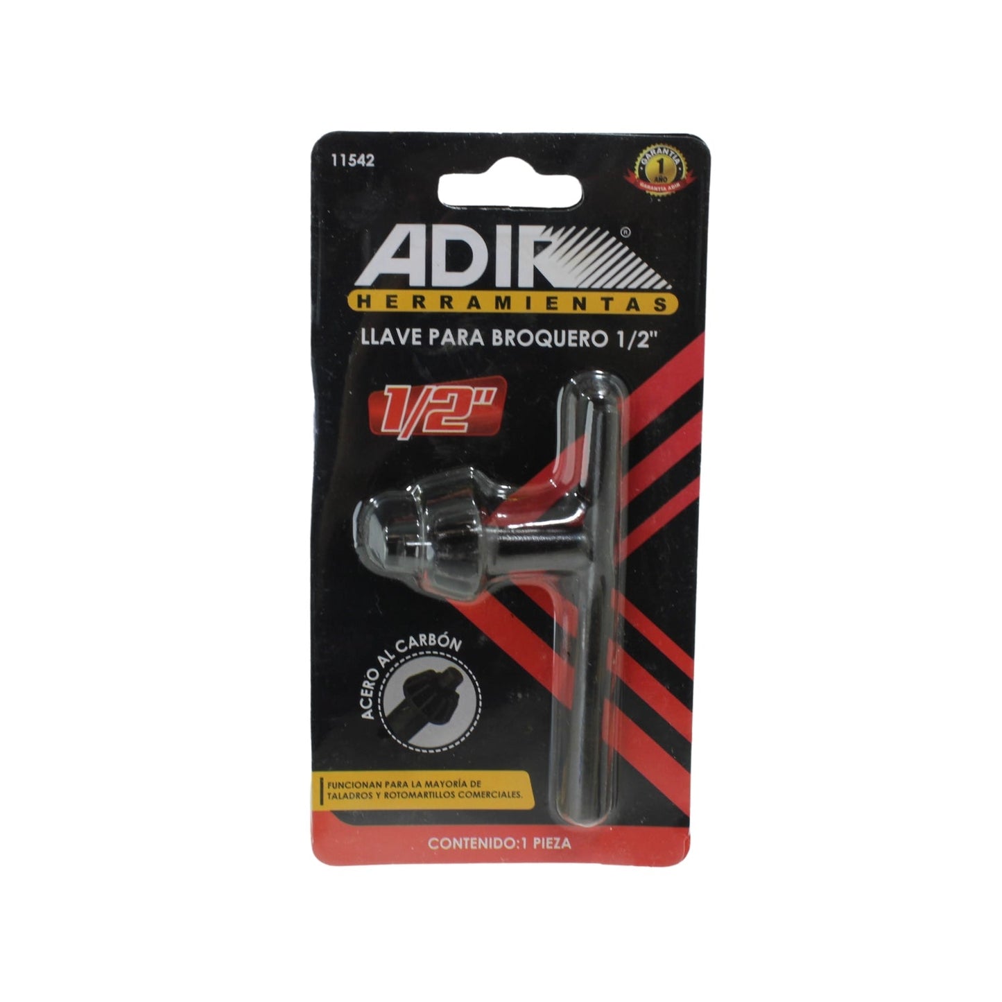 Llave para broquero 1/2" Adir, acero al carbón, mango T, para taladros y rotomartillos comerciales