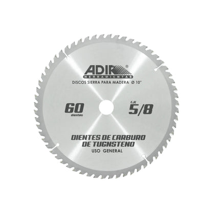 Disco sierra circular 10" de 60 dientes para madera Adir 15402