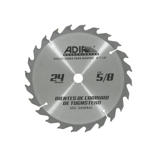 Disco sierra circular Adir para madera 7-1/4" 24 dientes de carburo de tungsteno, uso general