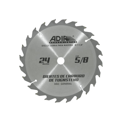 Disco sierra circular 7 1/2" de 24 dientes para madera Adir 15404