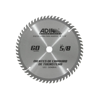 Disco sierra circular 7 1/4" de 60 dientes para madera Adir 15406