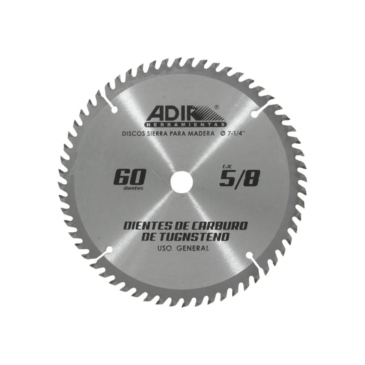 Disco sierra circular 7 1/4" de 60 dientes para madera Adir 15406