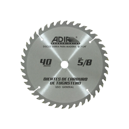 Disco sierra circular 7 1/2" de 40 dientes para madera Adir 15405