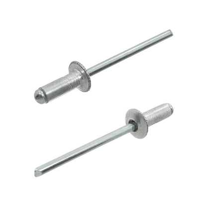 Remaches ciegos de aluminio plateados con mandril, 6mm, para fijación de metal y usos en ferretería