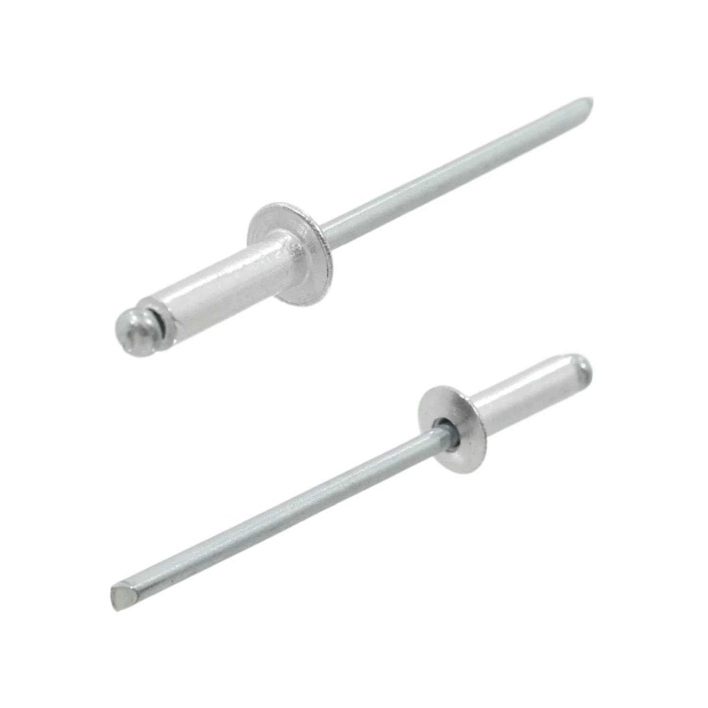 Remaches ciegos pop de aluminio 1/8" plateados para fijación en metal, láminas y trabajos de ferretería