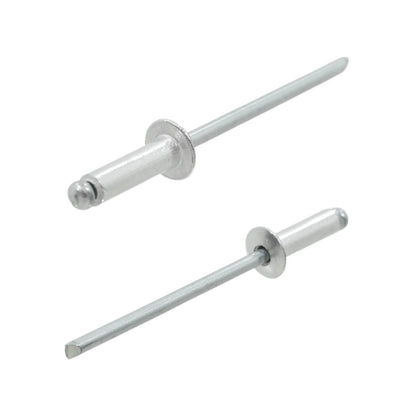 Remaches ciegos pop de aluminio 1/8" plateados para fijación en metal, láminas y trabajos de ferretería