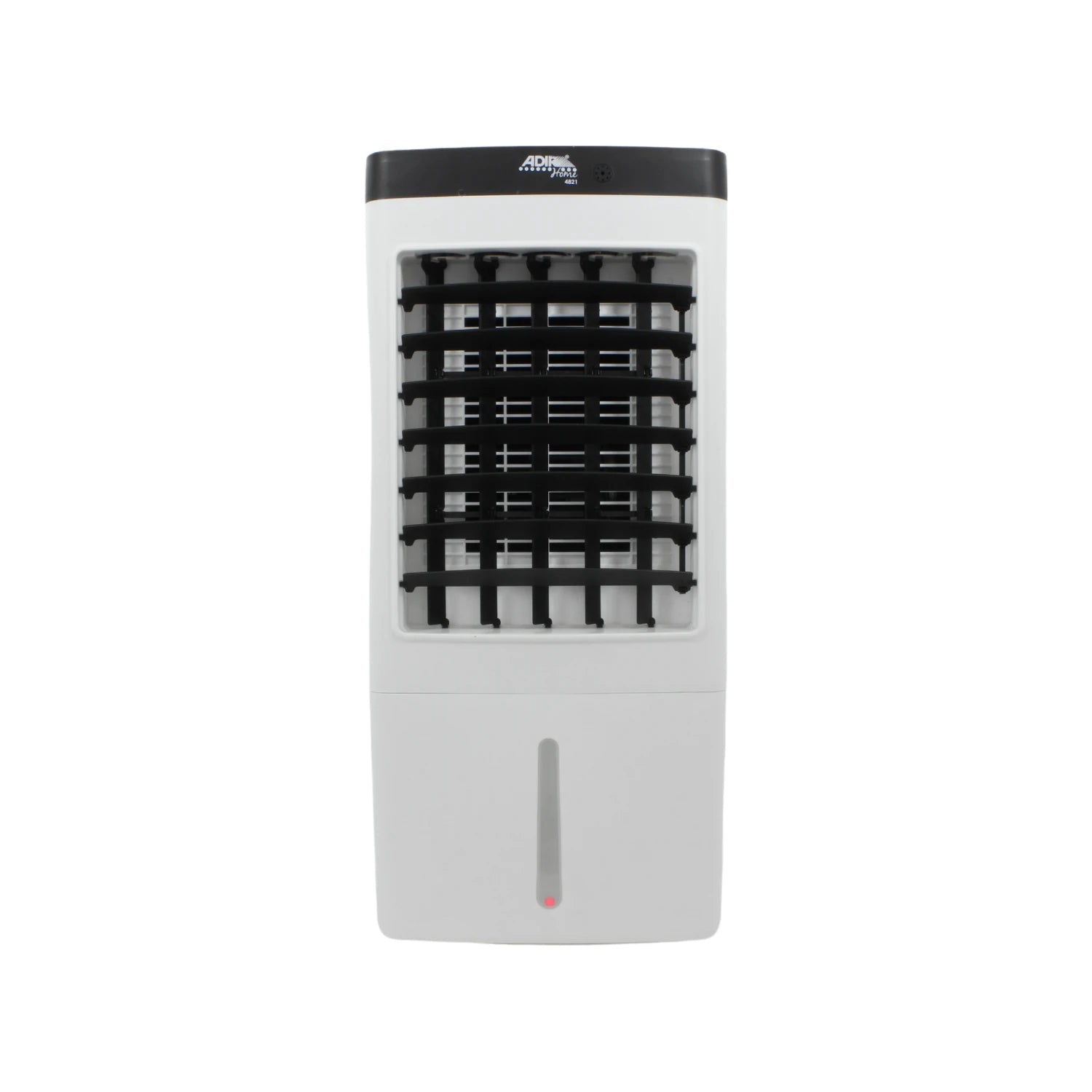 Enfriador de aire evaporativo Adir 4821 blanco 3 en 1 con ventilador, humidificador y depósito de agua visible.