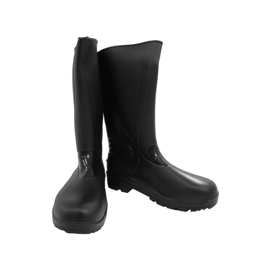Par de botas jardineras negras de goma, altas, impermeables, con suela antideslizante para trabajo