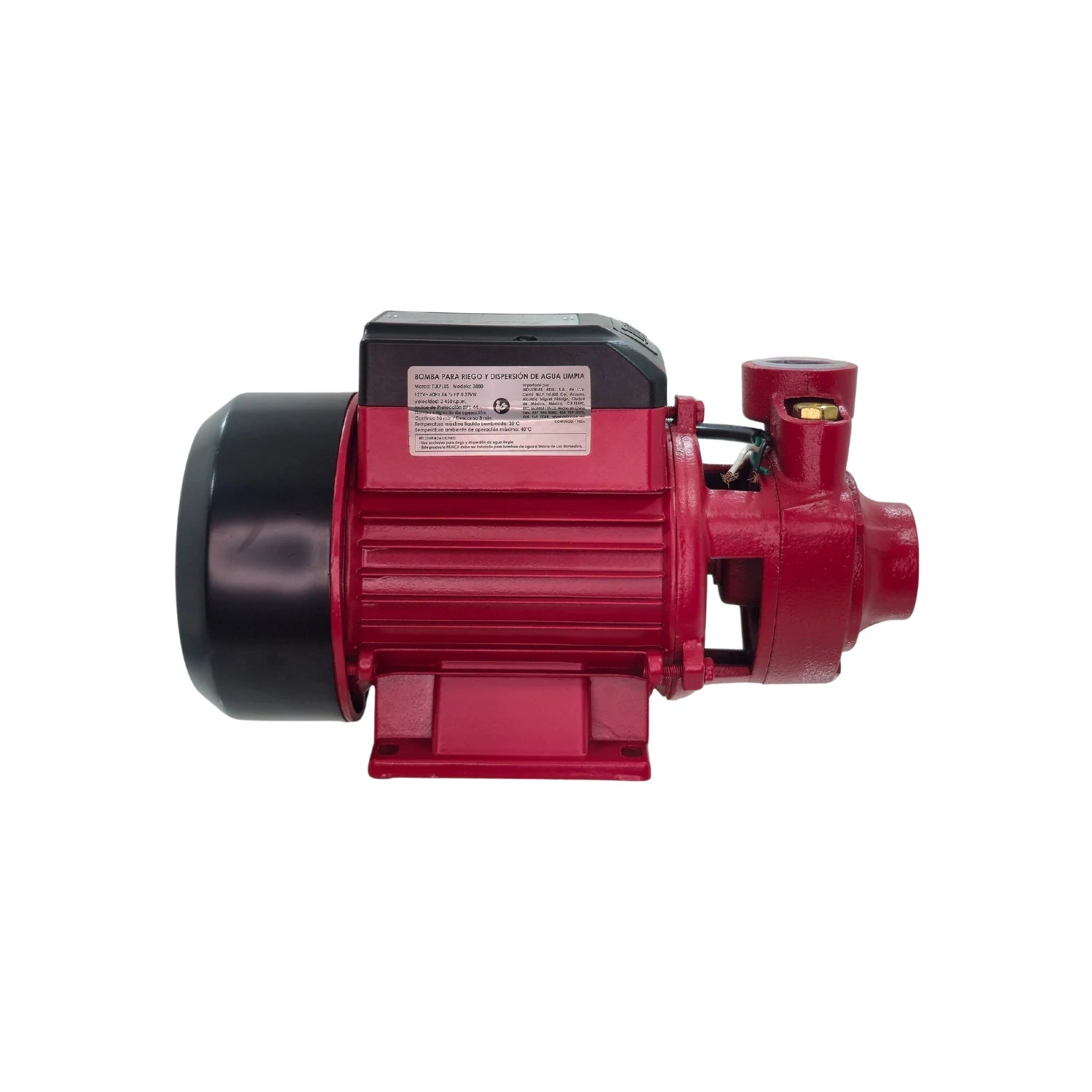 Bomba periférica 1/2 HP roja para riego y dispersión de agua limpia doméstica